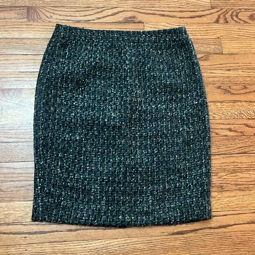 J. Crew Skirt J Crew The Pencil Skirt Wool Size 4 Green Pink Blue